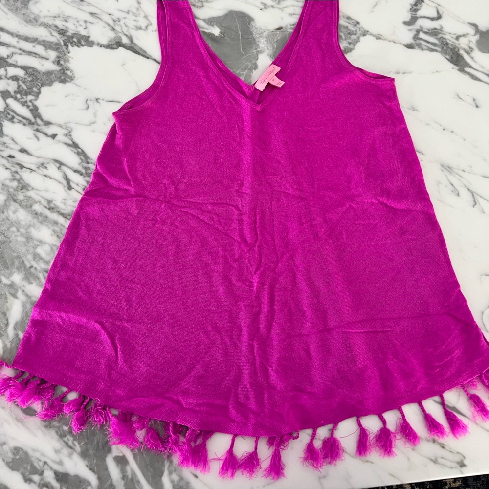 Lilly Pulitzer Pink Tassel Tank Top